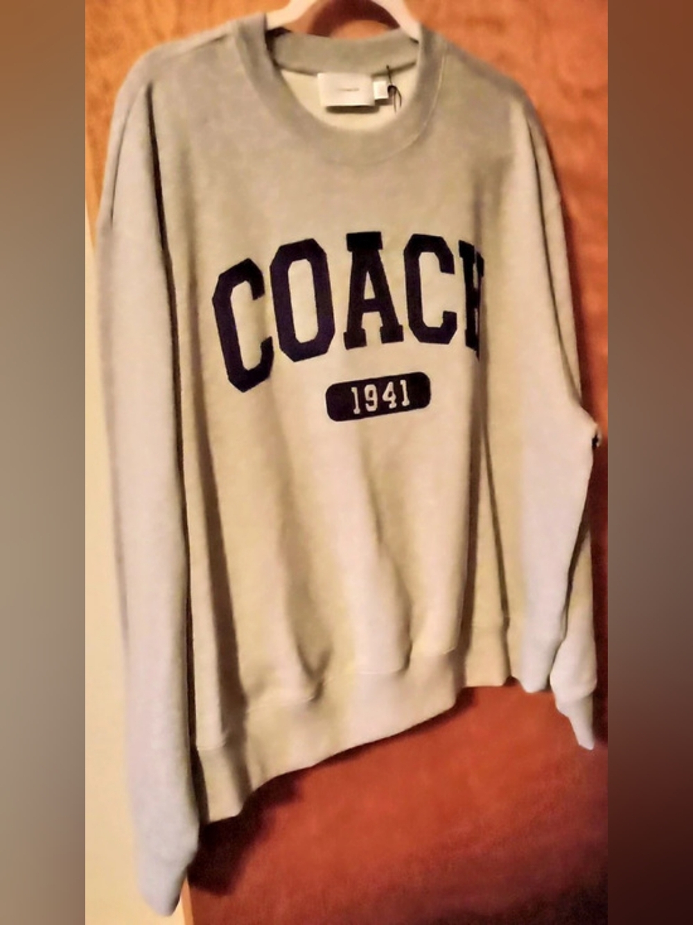 Coach Sporty Signature Boyfriend Crewneck Sweatshirt Gray XL